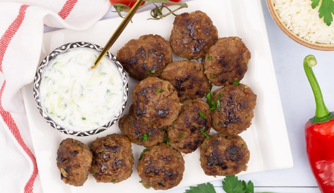 Kofte met cacik en rijst
